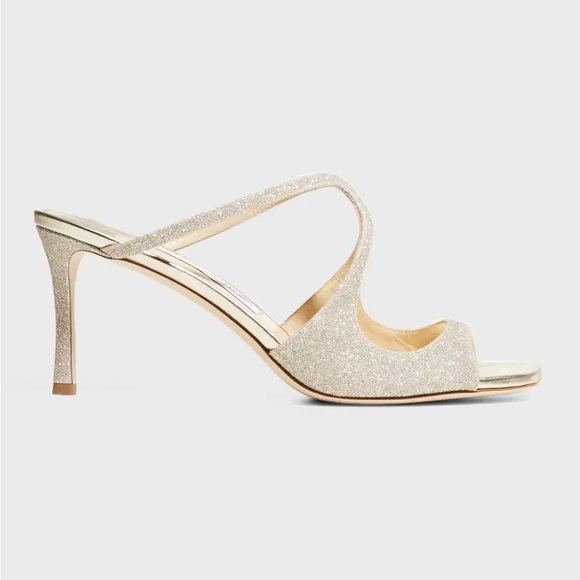 Jimmy Choo Anise 75 Platinum Ice Dusty Glitter Mules - Picture 7 of 11